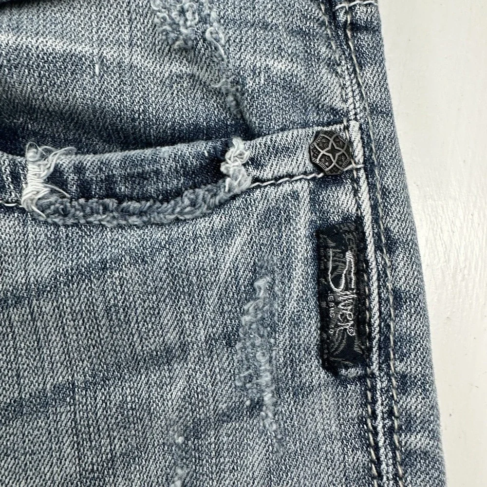 Silver Women's Sam Boyfriend Distressed Jeans 34x28 Blue Stretch Light‎ Wash